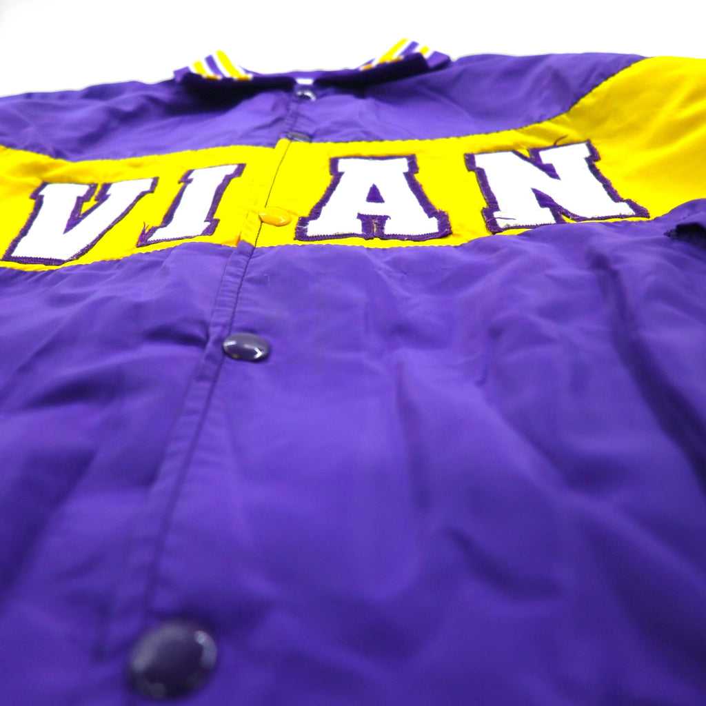 90s USA Vintage Sport Jacket, Made in the USA, Purple Ribbed Nylon Jacket, Size L, Shaffer NFL VIAN