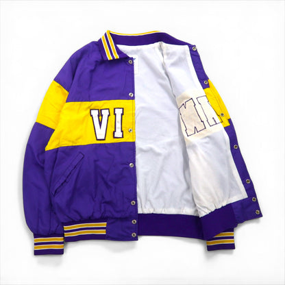 90s USA Vintage Sport Jacket, Made in the USA, Purple Ribbed Nylon Jacket, Size L, Shaffer NFL VIAN