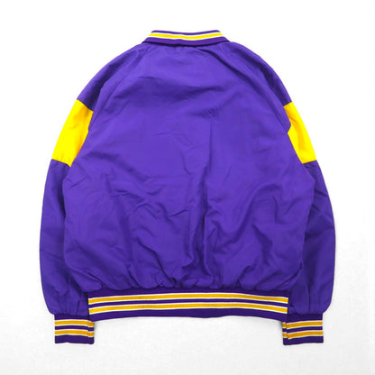 90s USA Vintage Sport Jacket, Made in the USA, Purple Ribbed Nylon Jacket, Size L, Shaffer NFL VIAN