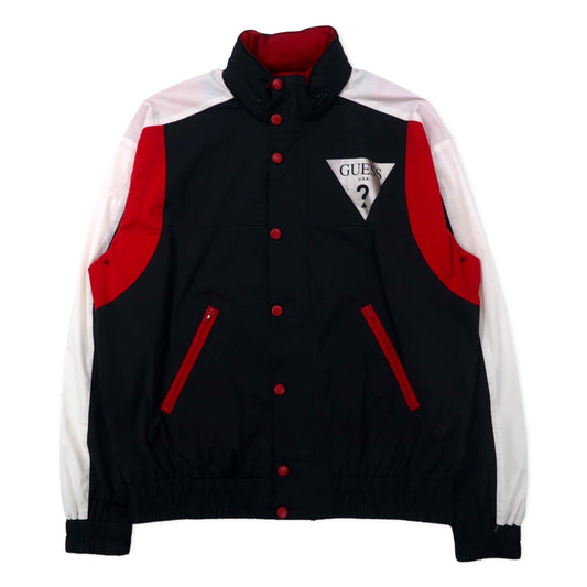 GUESS トライアングルロゴ ウィンドブレーカー シェルジャケット M ブラック ポリエステル フード収納式 REBEL TRIANGLE LOGO WINDBREAKER M93L58RBKY1