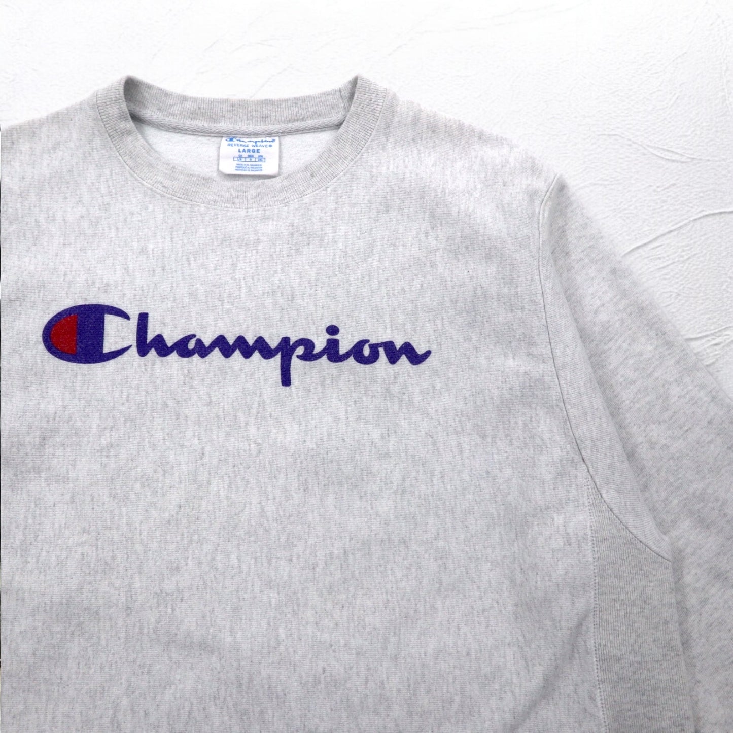 Champion リバースウィーブ REVERSE WEAVE スウェット 2XL グレー 染み込みプリント 青単タグ 復刻 エルサルバドル製
