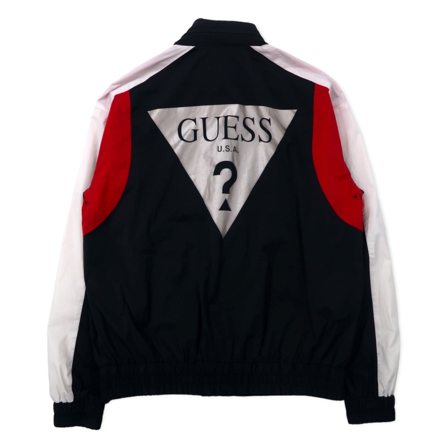 GUESS トライアングルロゴ ウィンドブレーカー シェルジャケット M ブラック ポリエステル フード収納式 REBEL TRIANGLE LOGO WINDBREAKER M93L58RBKY1