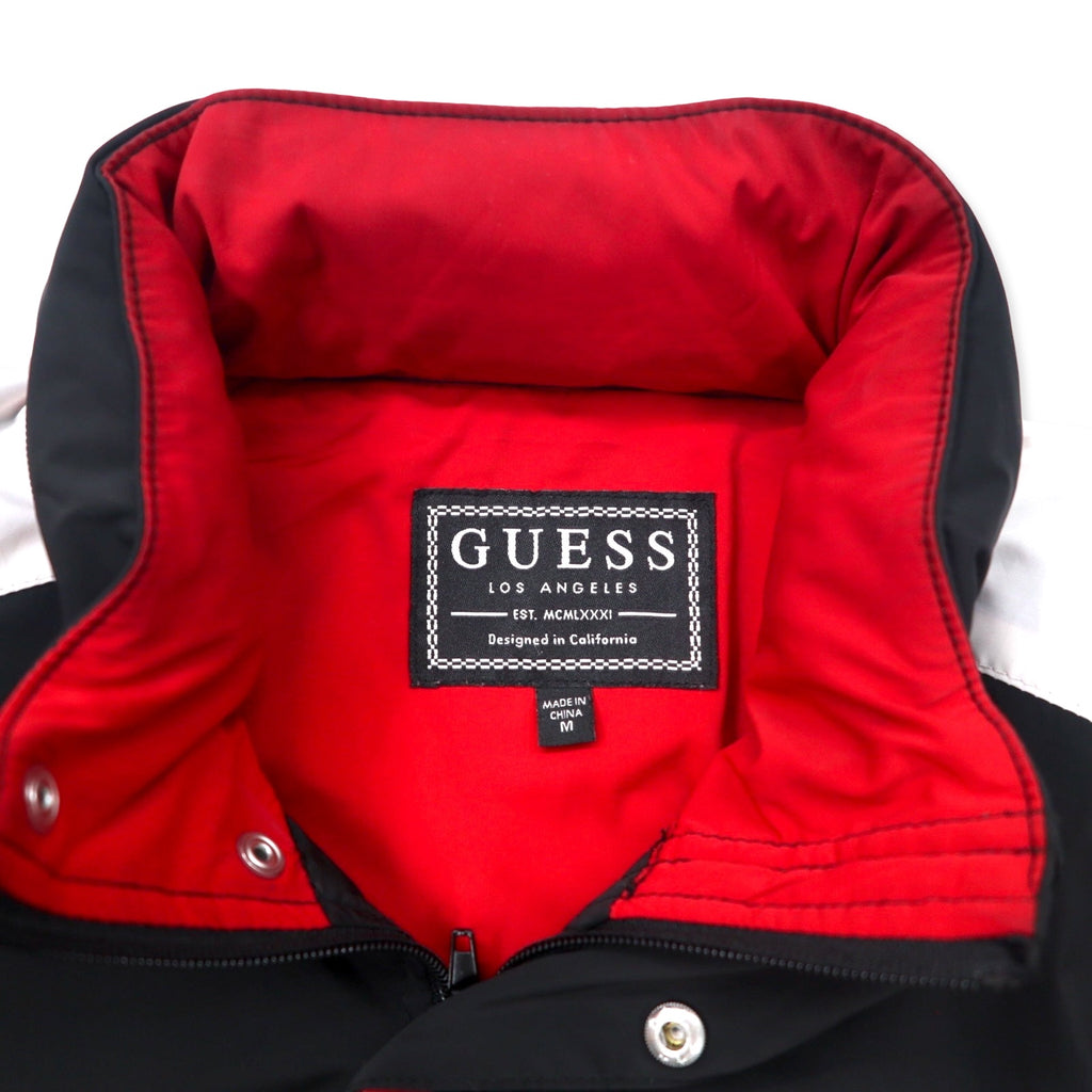 GUESS Triangle Logo Windbreaker Shell Jacket M Black Polyester Retractable Hood REBEL TRIANGLE LOGO WINDBREAKER M93L58RBKY1