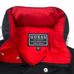GUESS Triangle Logo Windbreaker Shell Jacket M Black Polyester Retractable Hood REBEL TRIANGLE LOGO WINDBREAKER M93L58RBKY1