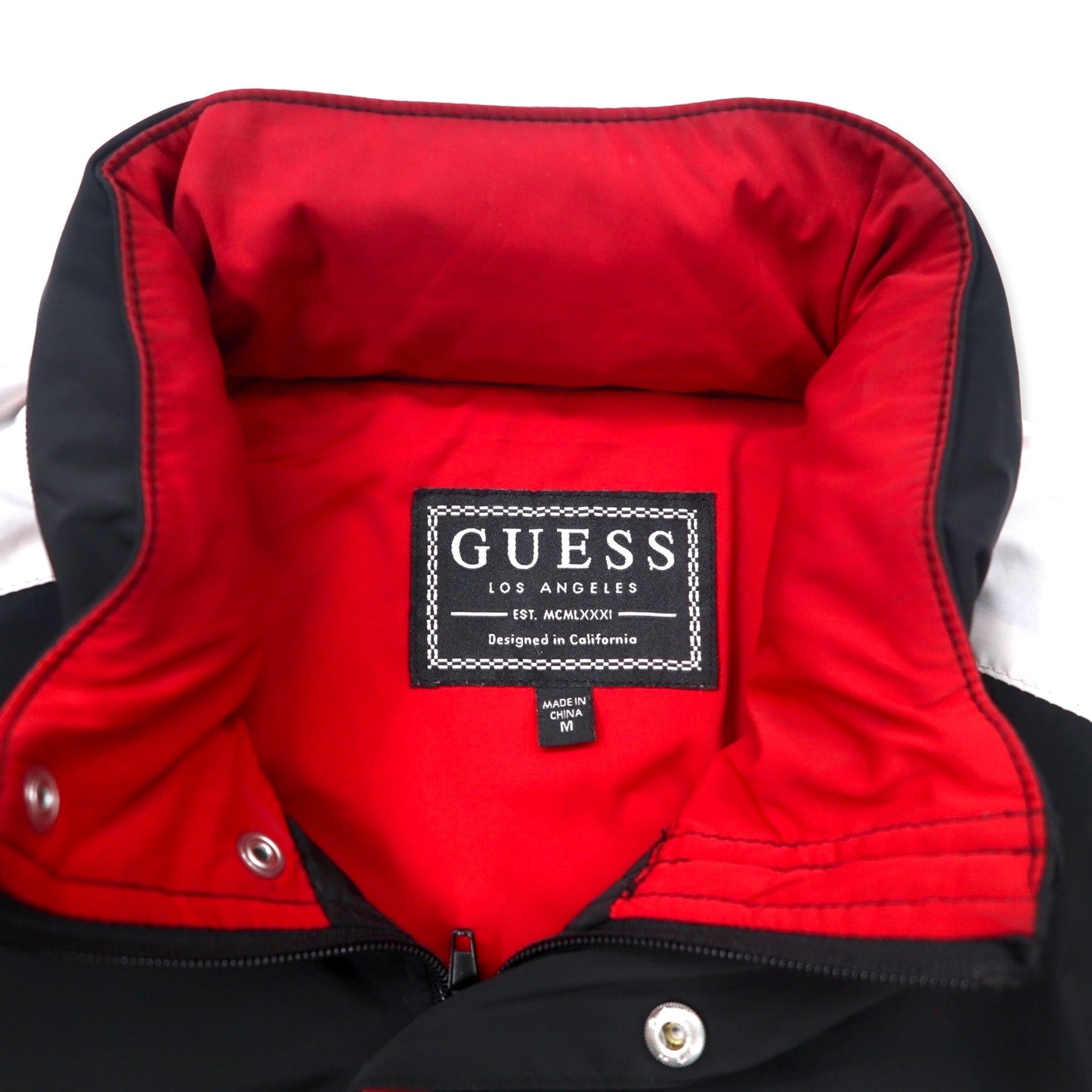 GUESS トライアングルロゴ ウィンドブレーカー シェルジャケット M ブラック ポリエステル フード収納式 REBEL TRIANGLE LOGO WINDBREAKER M93L58RBKY1