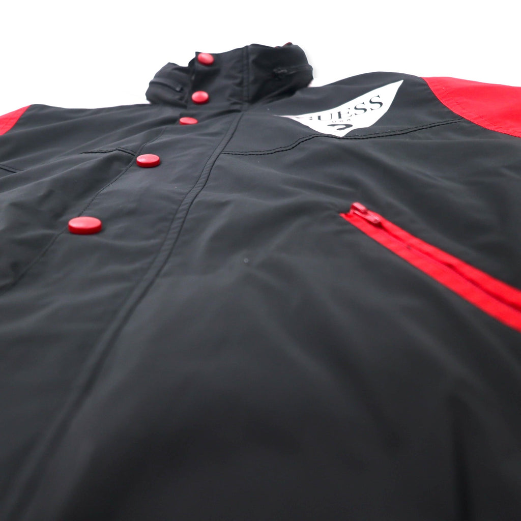 GUESS Triangle Logo Windbreaker Shell Jacket M Black Polyester Retractable Hood REBEL TRIANGLE LOGO WINDBREAKER M93L58RBKY1