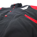 GUESS Triangle Logo Windbreaker Shell Jacket M Black Polyester Retractable Hood REBEL TRIANGLE LOGO WINDBREAKER M93L58RBKY1