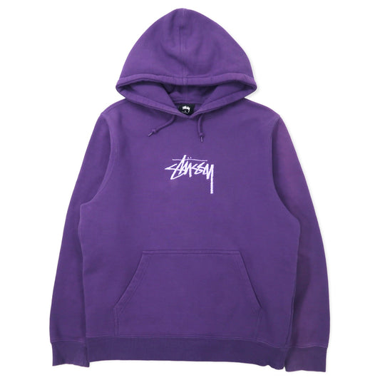 stussy ストックロゴ 刺繍 プルオーバーパーカー フーディー S パープル コットン STOCK LOGO HOODIE 118366