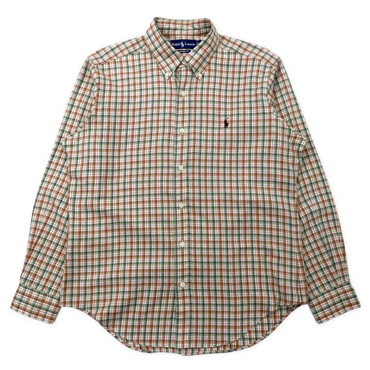 日本然リトテ-古着オンライン-Ralph Lauren ボタンダウンシャツ L ベージュ チェック コットン CLASSIC FIT スモールポニー刺繍-Ralph Lauren Button-Down Shirts L Beige CHECKED Cotton Classic Fit Small Pony Embroidery