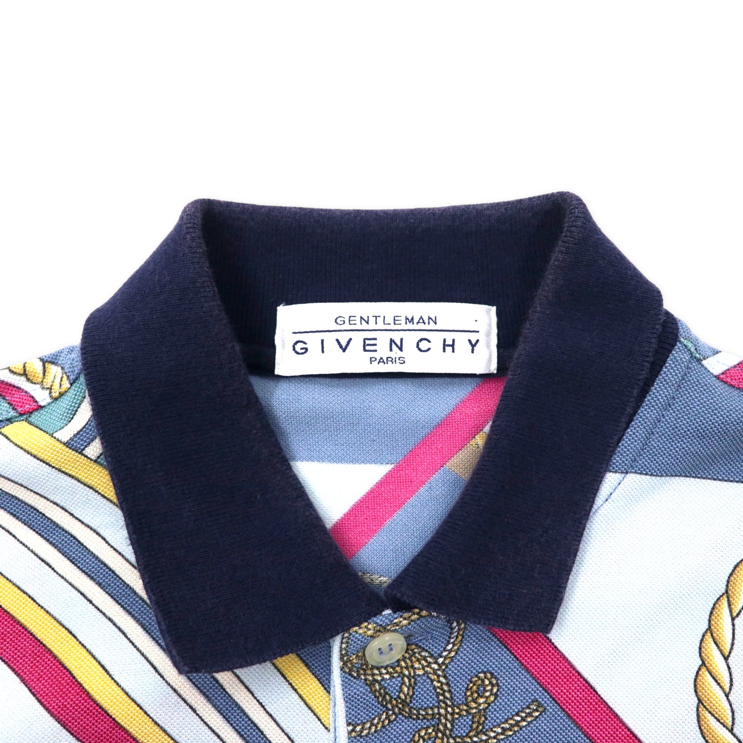 GIVENCHY GENTLEMAN イタリア製 80年代 ポロシャツ L パープル レトロ 総柄  コットン