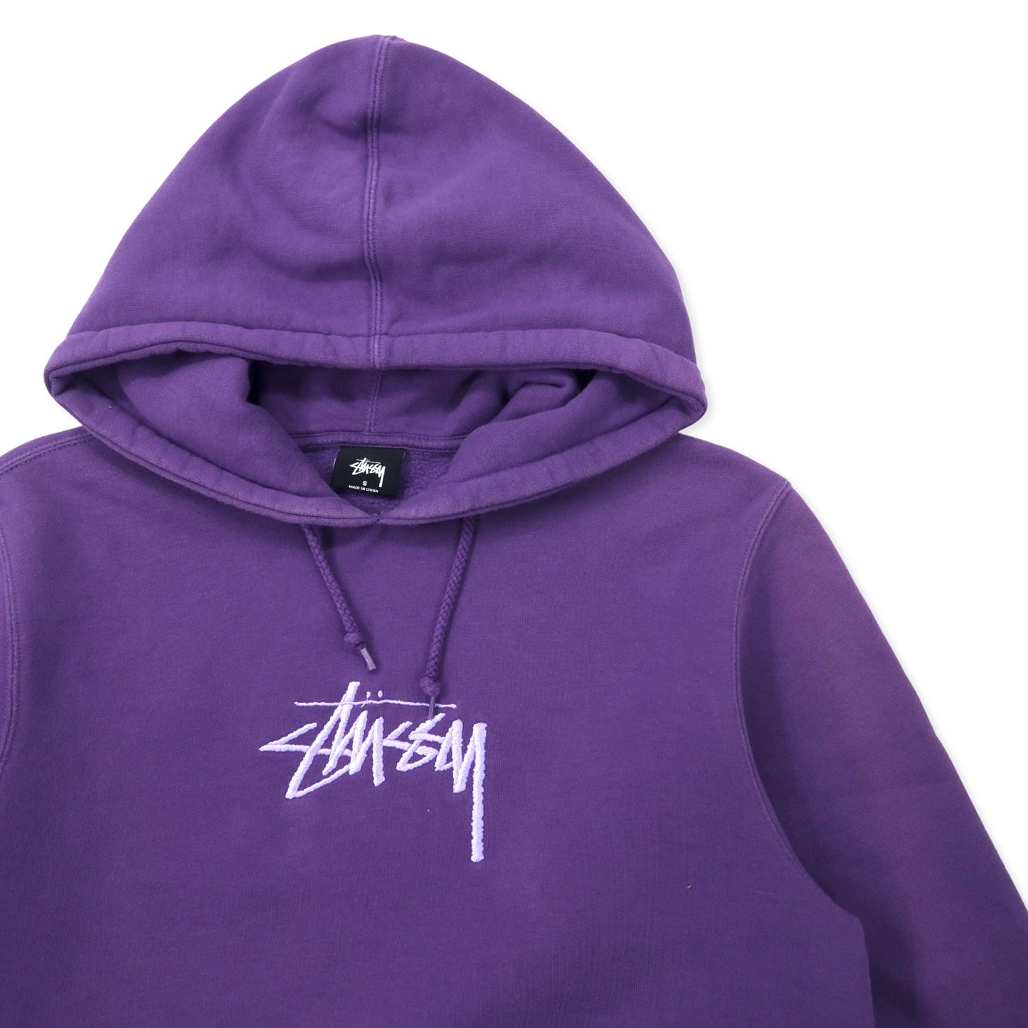 stussy ストックロゴ 刺繍 プルオーバーパーカー フーディー S パープル コットン STOCK LOGO HOODIE 118366