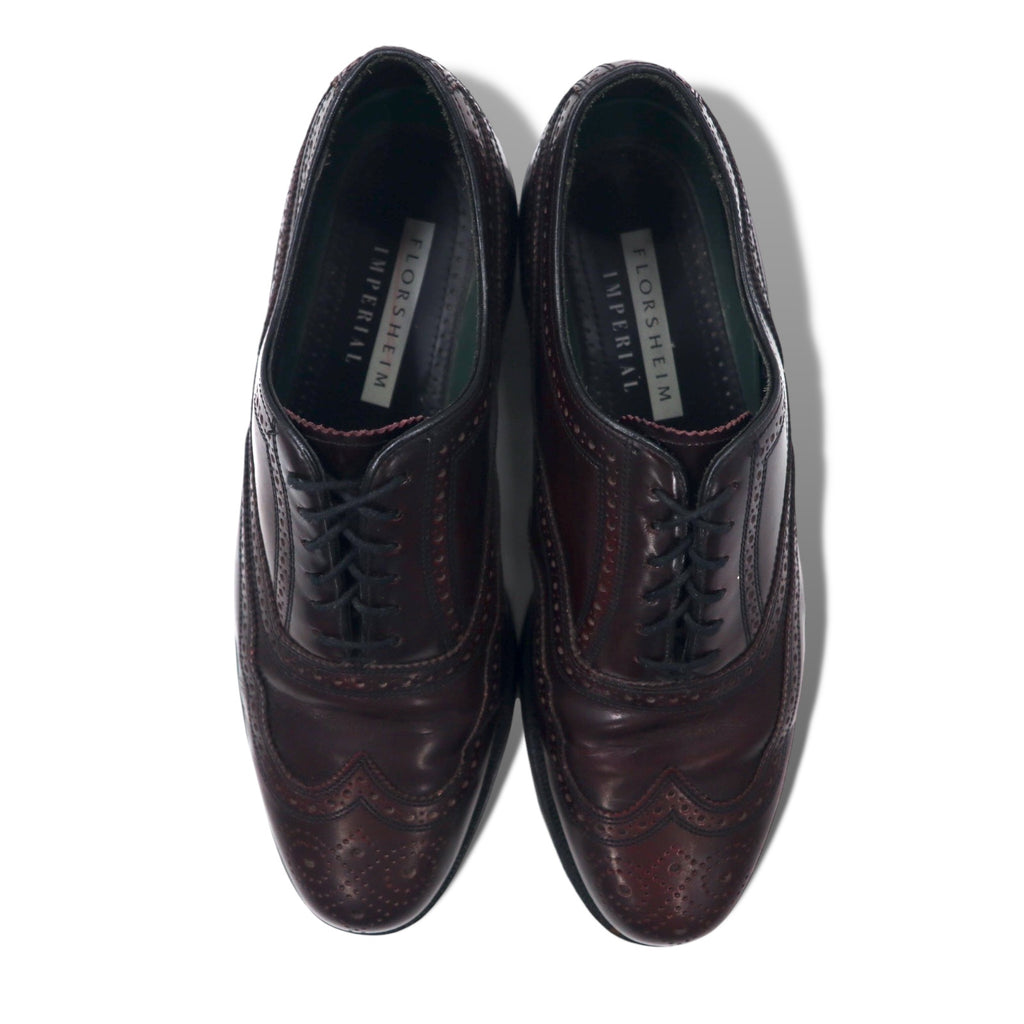 FLORSHEIM IMPERIAL Wingtip Oxford Shoes, Made in USA, Size 26.5cm, Bordeaux Leather, 93351