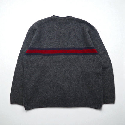 Eddie Bauer 90年代 USA製 Vネック ニット セーター L グレー ウール ラインデザイン