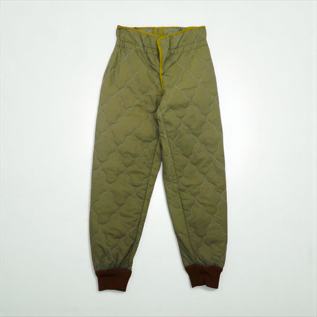 90s Vintage Army Pants, Czechoslovakian Army M85 Quilted Liner Pants, Size S, Padded, Onion Quilted, Ribbed Hems, Military, Former Eastern European Army, OZKN