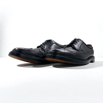 FLORSHEIM 70年代 USA製 Imperial Quality フルブローグ ウイングチップ カントリーシューズ 27.5cm ブラック 型押し レザー メダリオン 646646