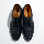 FLORSHEIM 1970s Made in USA Imperial Quality Full Brogue Wingtip Country Shoes, Size 27.5cm, Black Embossed Leather with Medallion Detail, 646646