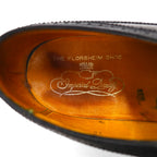 FLORSHEIM 1970s Made in USA Imperial Quality Full Brogue Wingtip Country Shoes, Size 27.5cm, Black Embossed Leather with Medallion Detail, 646646