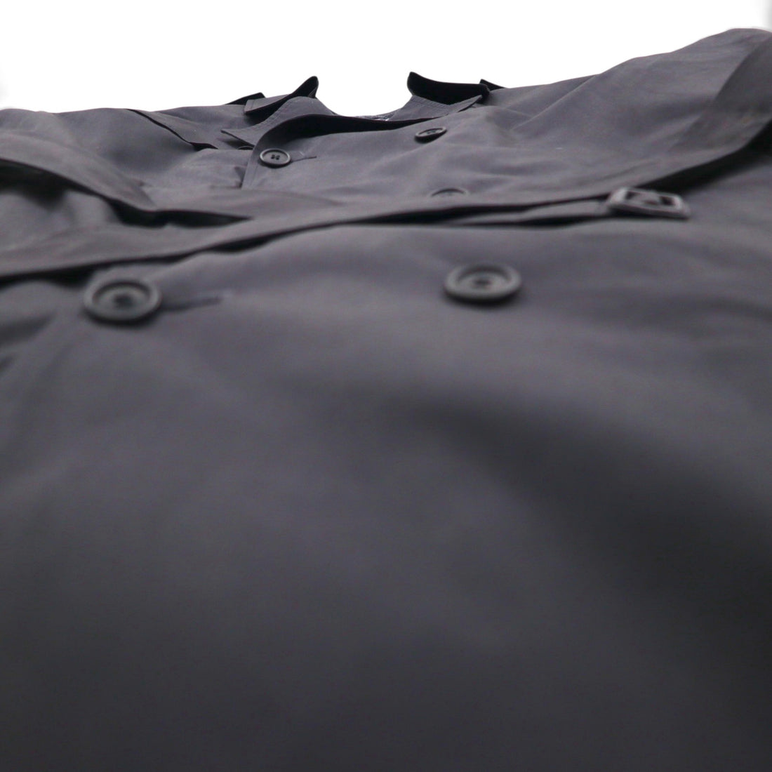 BOTANY500 1980s USA-Made Double-Breasted Trench Coat, XL, Black, with Belt and Detachable Liner and Epaulettes