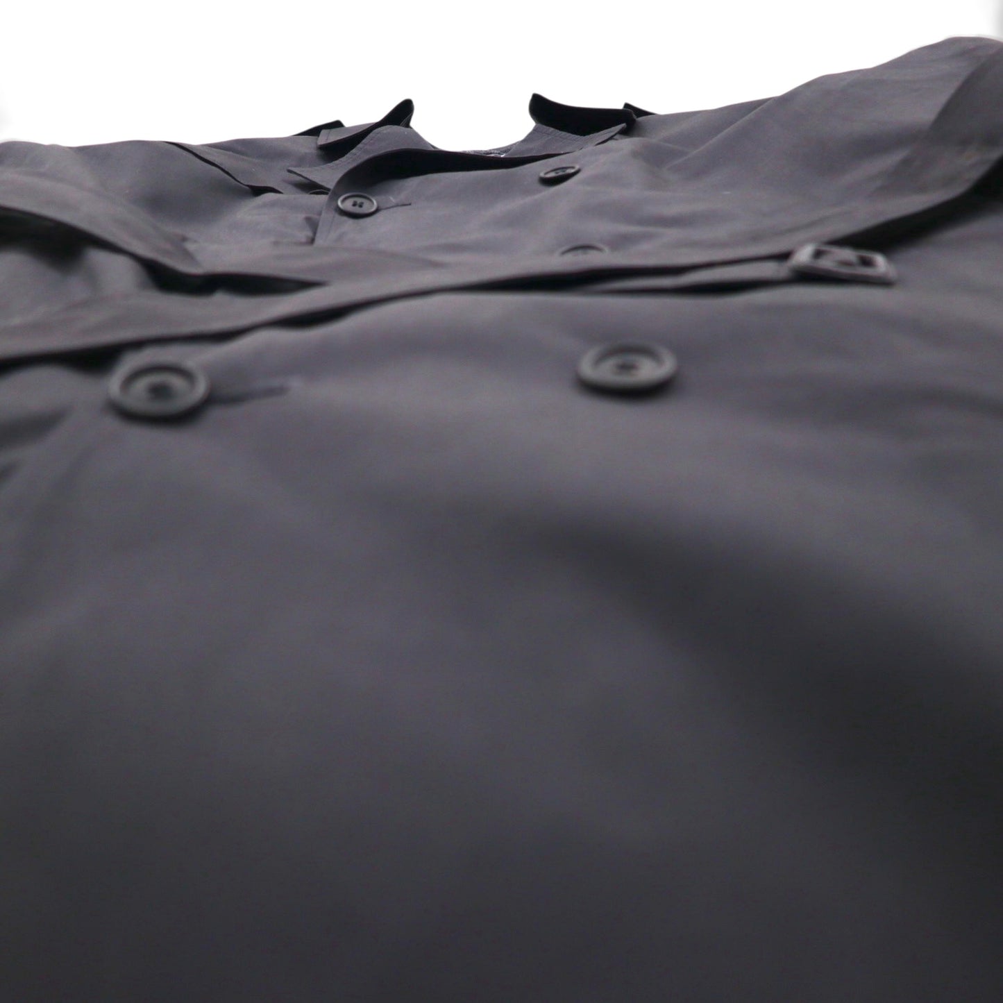 BOTANY500 1980s USA-Made Double-Breasted Trench Coat, XL, Black, with Belt and Detachable Liner and Epaulettes