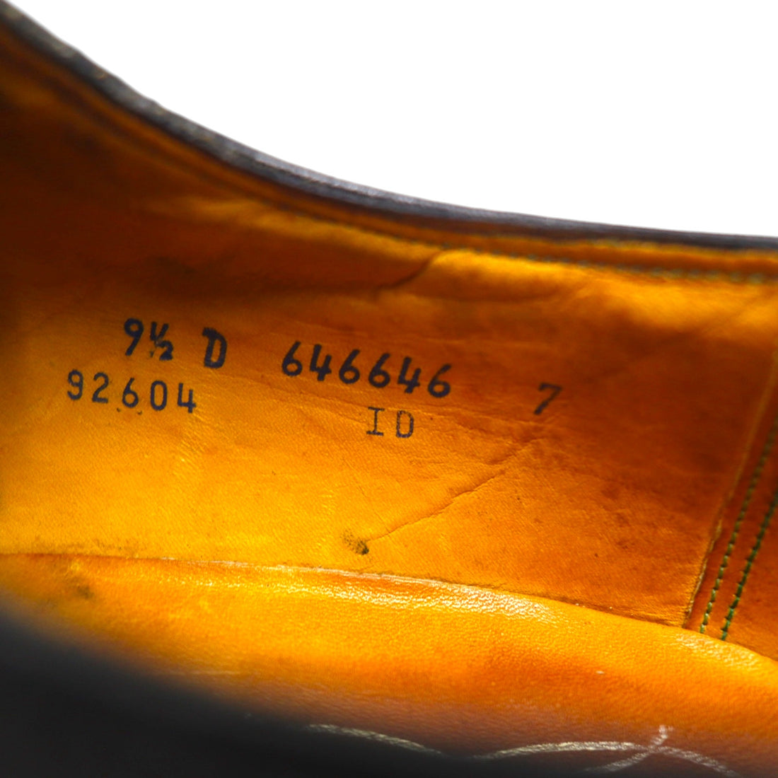 FLORSHEIM 1970s Made in USA Imperial Quality Full Brogue Wingtip Country Shoes, Size 27.5cm, Black Embossed Leather with Medallion Detail, 646646