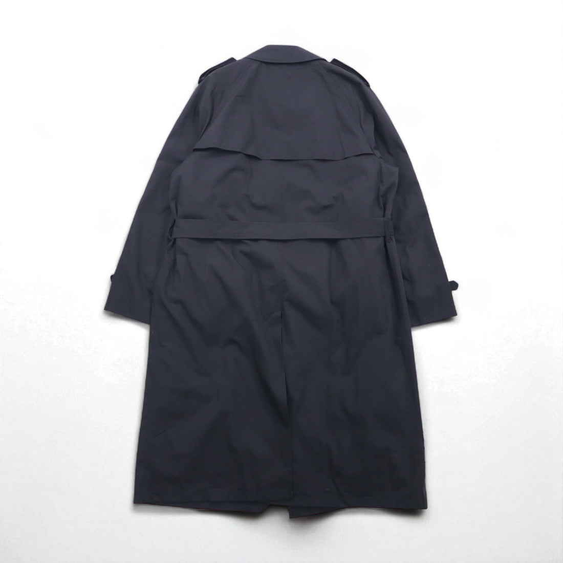 BOTANY500 1980s USA-Made Double-Breasted Trench Coat, XL, Black, with Belt and Detachable Liner and Epaulettes
