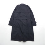 BOTANY500 1980s USA-Made Double-Breasted Trench Coat, XL, Black, with Belt and Detachable Liner and Epaulettes