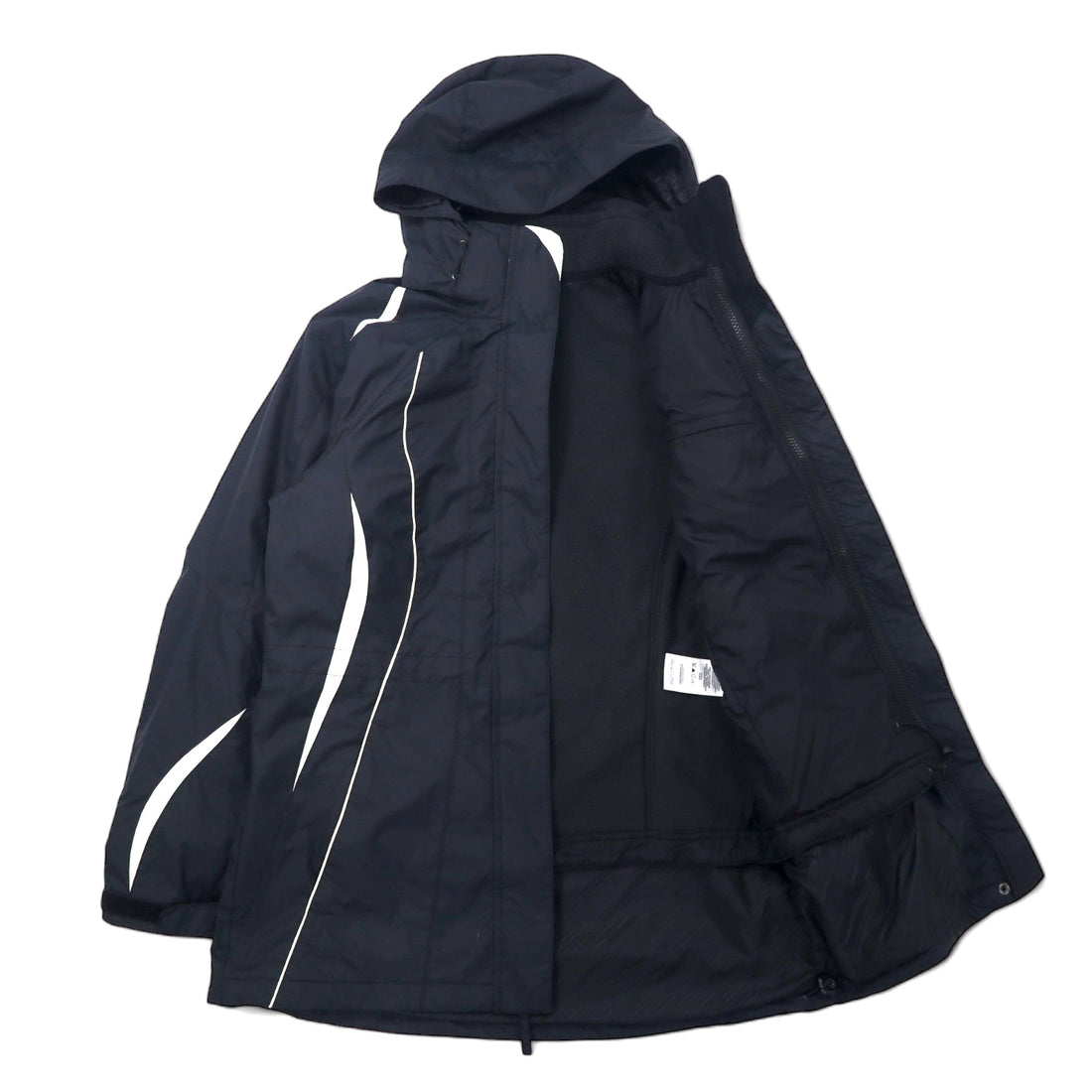 Columbia 3WAY Mountain Parka Fleece Jacket M Black Nylon Waterproof Zip-in-Zip INTERCHANGE Detachable Liner Detachable Hood Drawcord XL7654