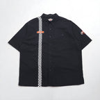 HARLEY DAVIDSON チェッカーフラッグ レーシングシャツ 2XL ブラック ロゴワッペン 胸ポケット