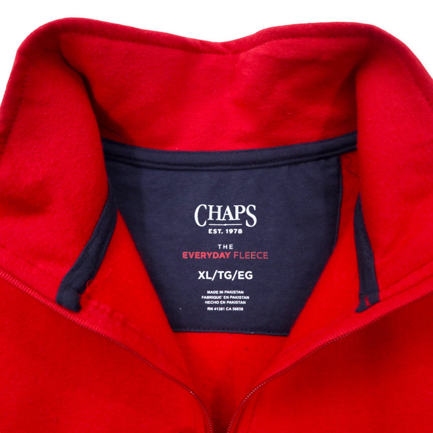 CHAPS ハーフジップ スウェット XL レッド コットン 裏起毛 ワンポイントロゴ刺繍 THE EVERYDAY FLEECE 未使用品