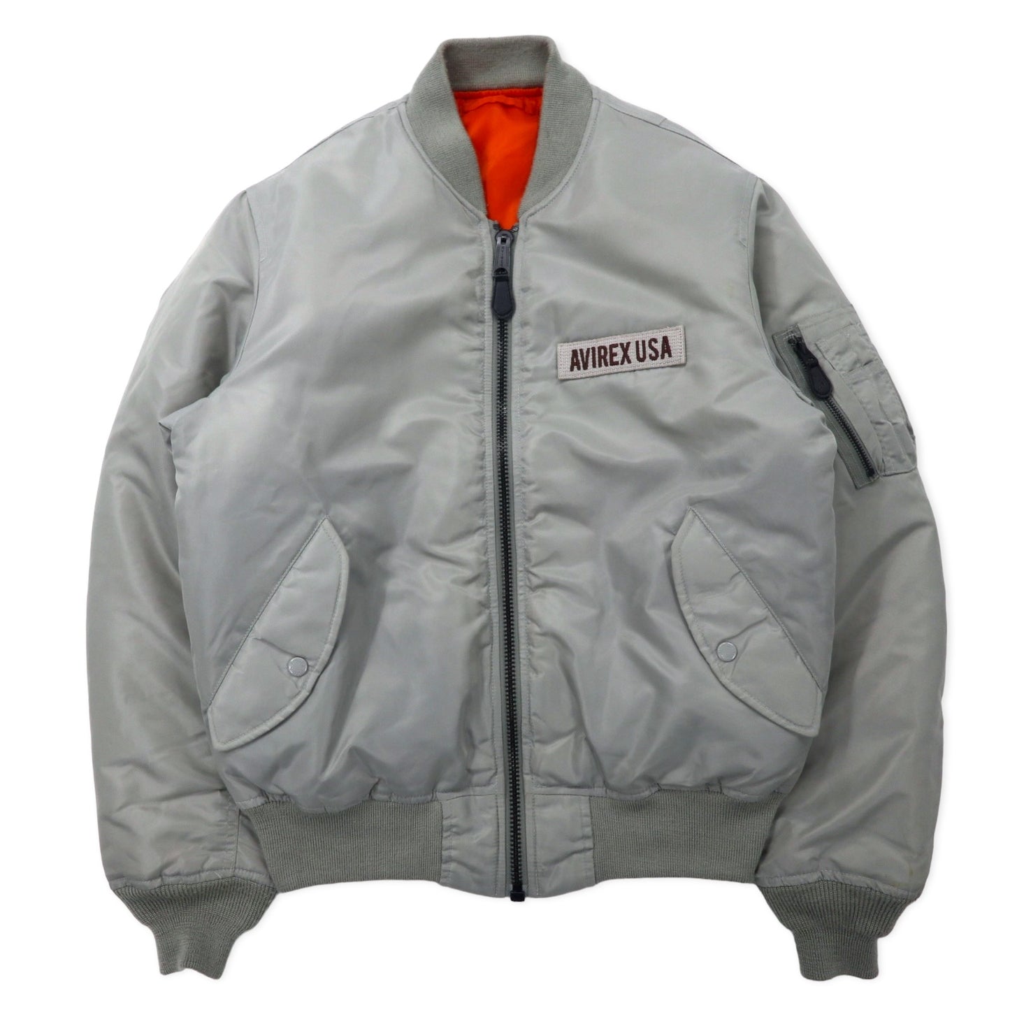 AVIREX Reversible MA-1 Flight Jacket L Gray Orange Nylon