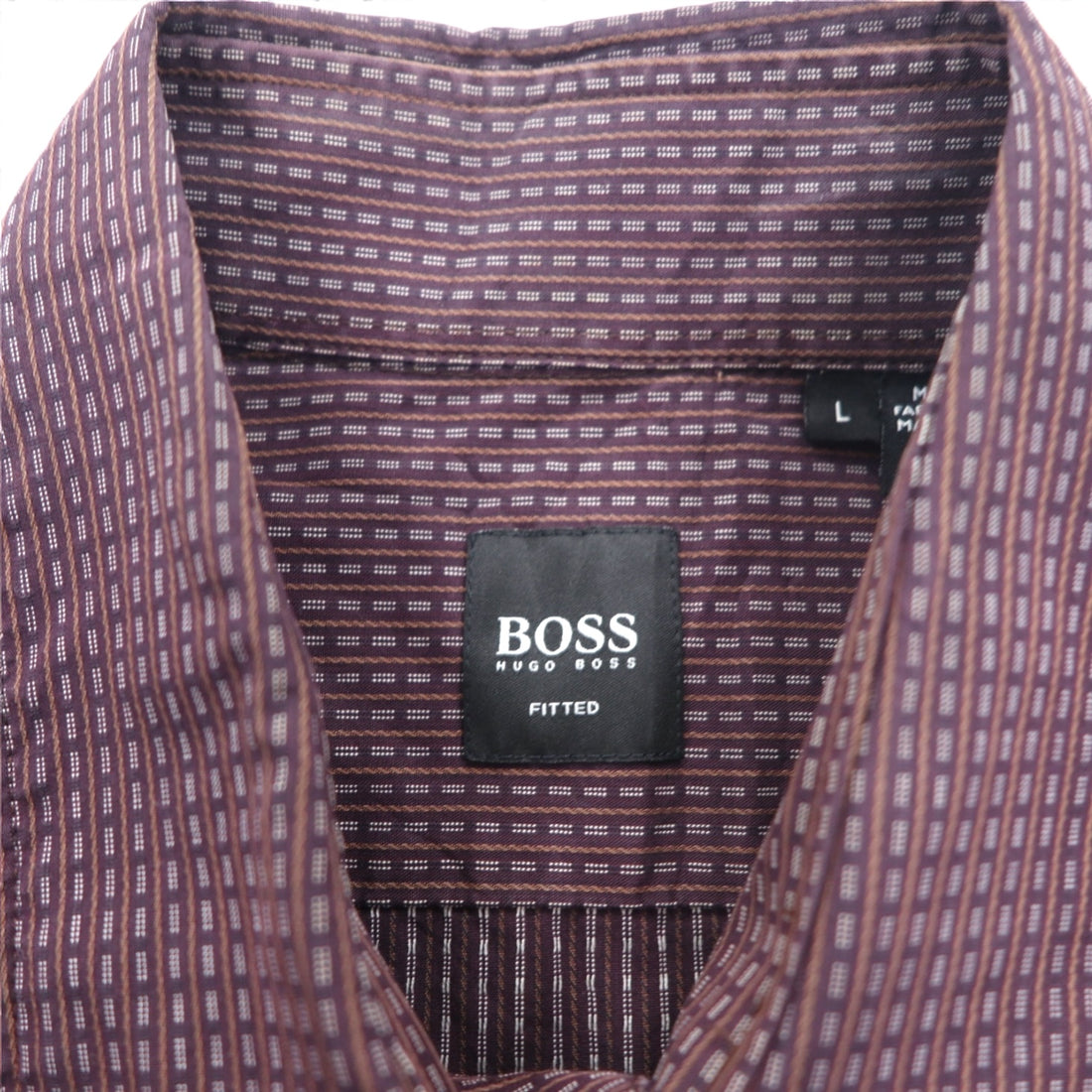 HUGO BOSS dress shirt L bordeaux cotton small pattern