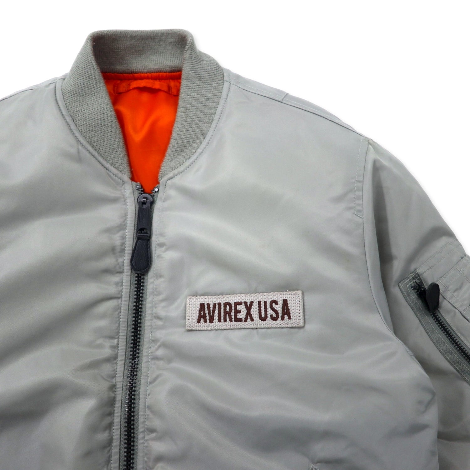 AVIREX Reversible MA-1 Flight Jacket L Gray Orange Nylon 