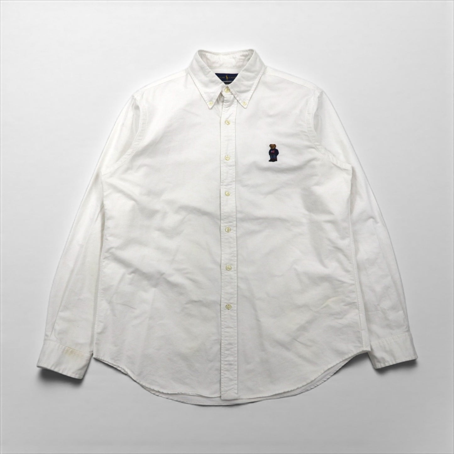 Ralph Lauren ポロベア オックスフォード ボタンダウン シャツ L ホワイト コットン 刺繍 ワンポイント