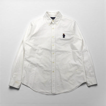 Ralph Lauren ポロベア オックスフォード ボタンダウン シャツ L ホワイト コットン 刺繍 ワンポイント