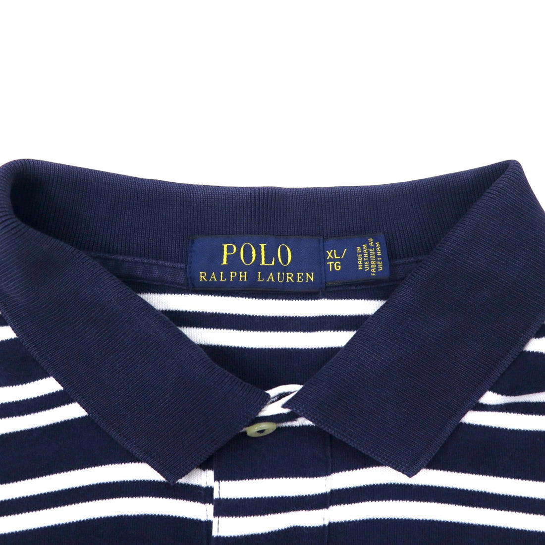 POLO RALPH LAUREN Striped Polo Shirt XL Navy White Cotton Small Pony Embroidery