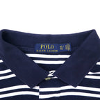 POLO RALPH LAUREN Striped Polo Shirt XL Navy White Cotton Small Pony Embroidery