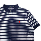 POLO RALPH LAUREN Striped Polo Shirt XL Navy White Cotton Small Pony Embroidery
