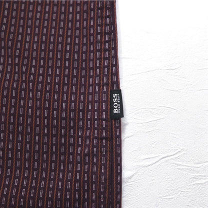 HUGO BOSS ドレスシャツ L ボルドー コットン 小紋柄