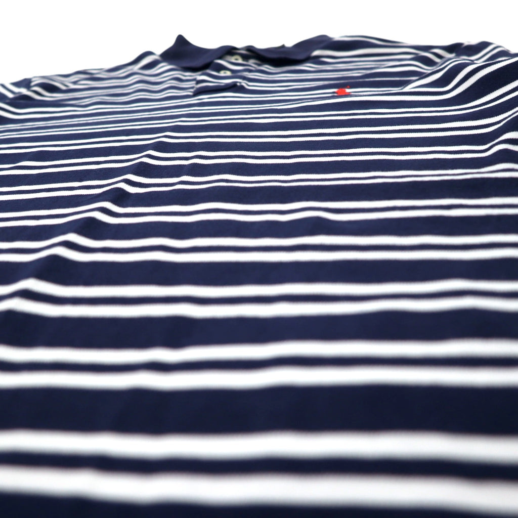 POLO RALPH LAUREN Striped Polo Shirt XL Navy White Cotton Small Pony Embroidery