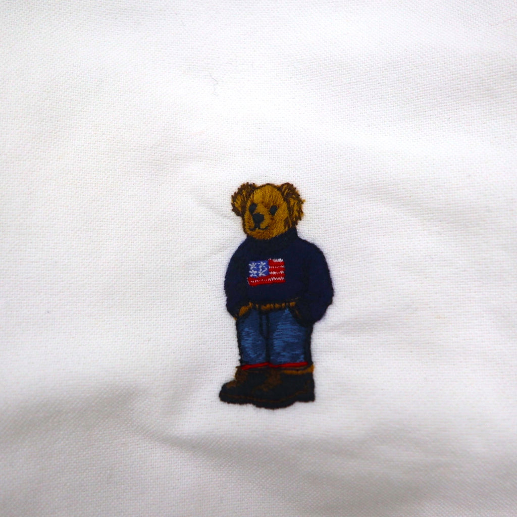 Ralph Lauren Polo Bear Oxford Button-Down Shirt, Size L, White Cotton, Embroidered
