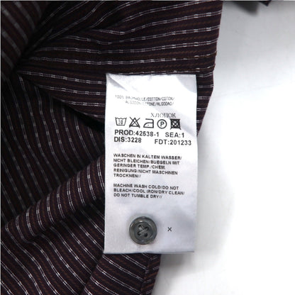 HUGO BOSS ドレスシャツ L ボルドー コットン 小紋柄