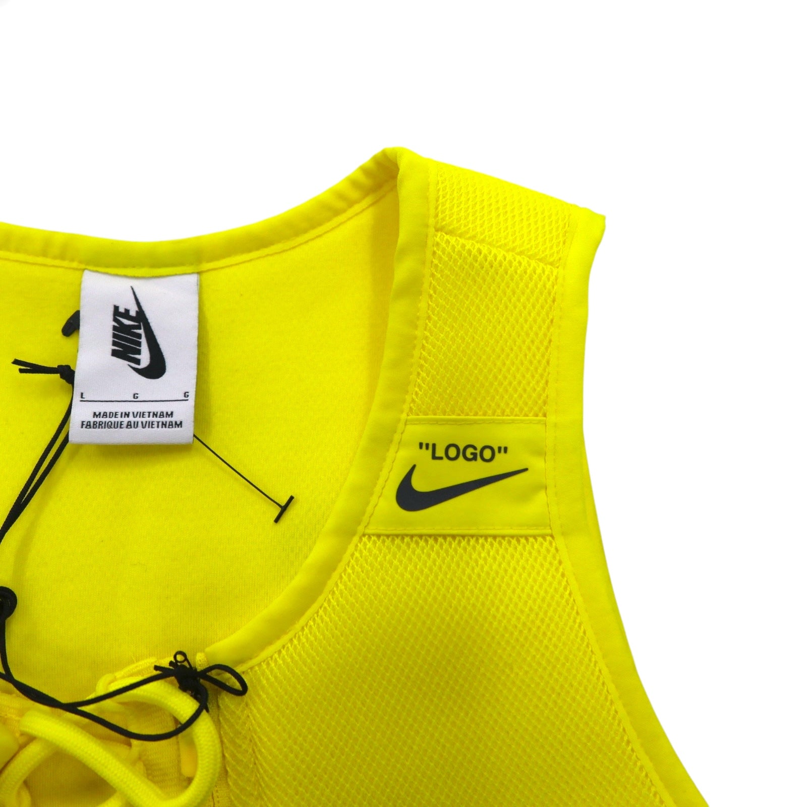 OFF-WHITE x NIKE Utility Vest L Yellow Polyester Mesh BV8054-731 Unused