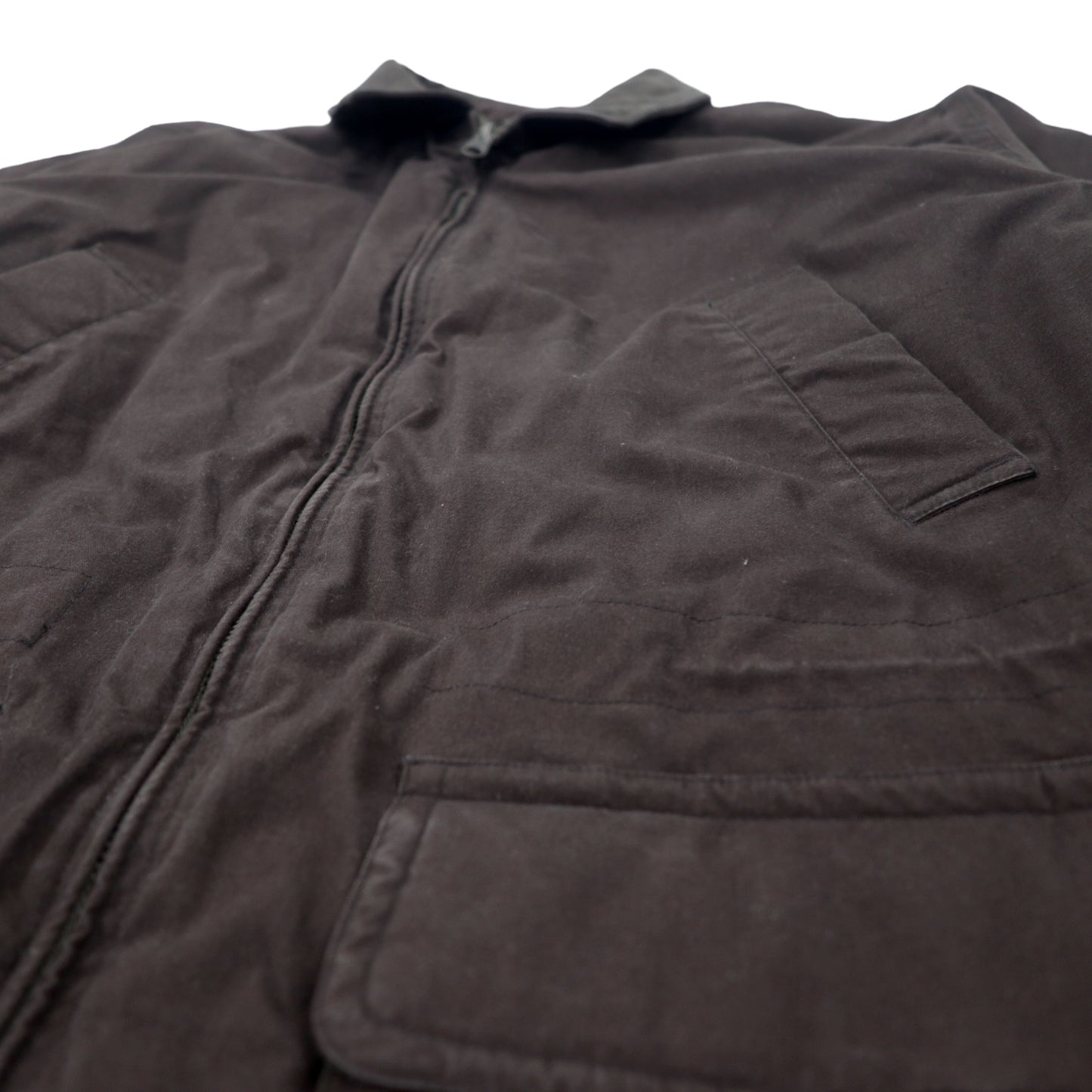 DOCKERS 90年代 パデット ハンティングジャケット XL ブラウン コットン 襟レザー ドローコード ビッグサイズ