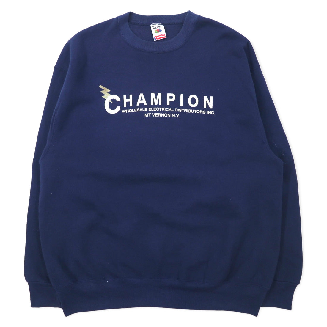 日本然リトテ-古着オンライン-FRUIT OF THE LOOM USA製 90年代 プリント スウェット XL ネイビー コットン 裏起毛 CHAMPION ビッグサイズ-FRUIT OF THE LOOM USA Made 90's Print Sweatshirt XL Navy Cotton brushed lining CHAMPION Big Size