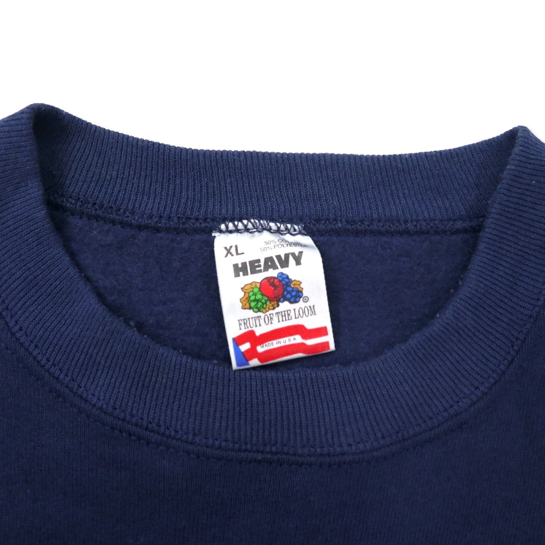FRUIT OF THE LOOM USA made 90s print sweatshirt XL navy cotton fleece lining CHAMPION big size