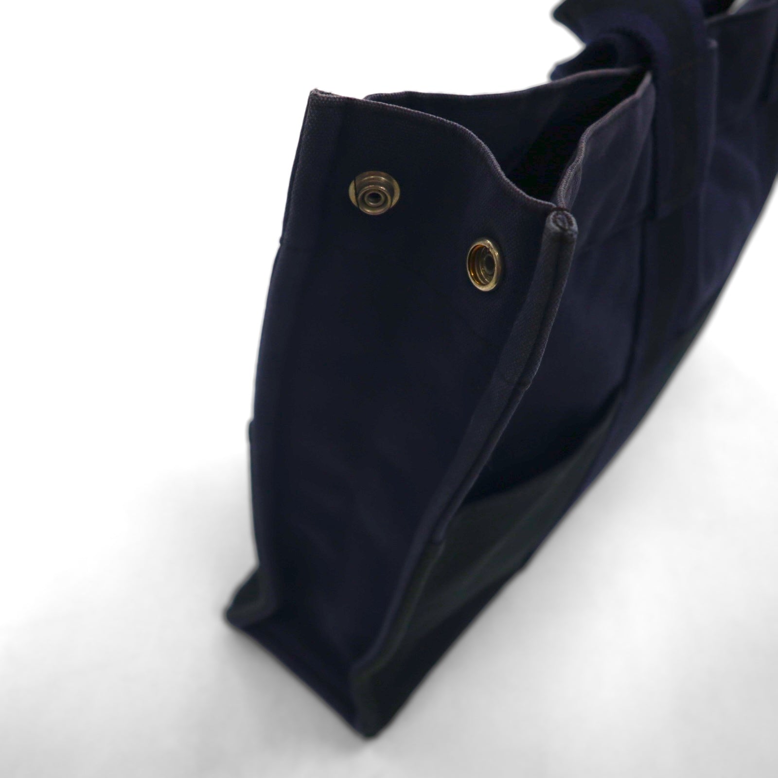 HERMES Foul Tou MM Tote Bag, Navy Canvas, Two-Tone, Made in France