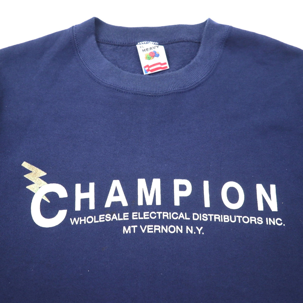 FRUIT OF THE LOOM USA made 90s print sweatshirt XL navy cotton fleece lining CHAMPION big size