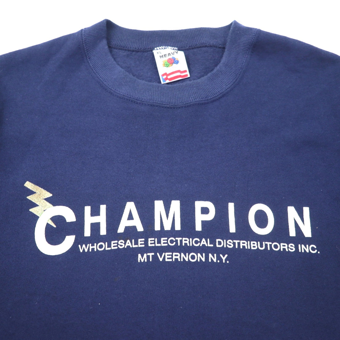 FRUIT OF THE LOOM USA made 90s print sweatshirt XL navy cotton fleece lining CHAMPION big size