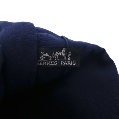 HERMES フールトゥMM トートバッグ ネイビー キャンバス バイカラー フランス製