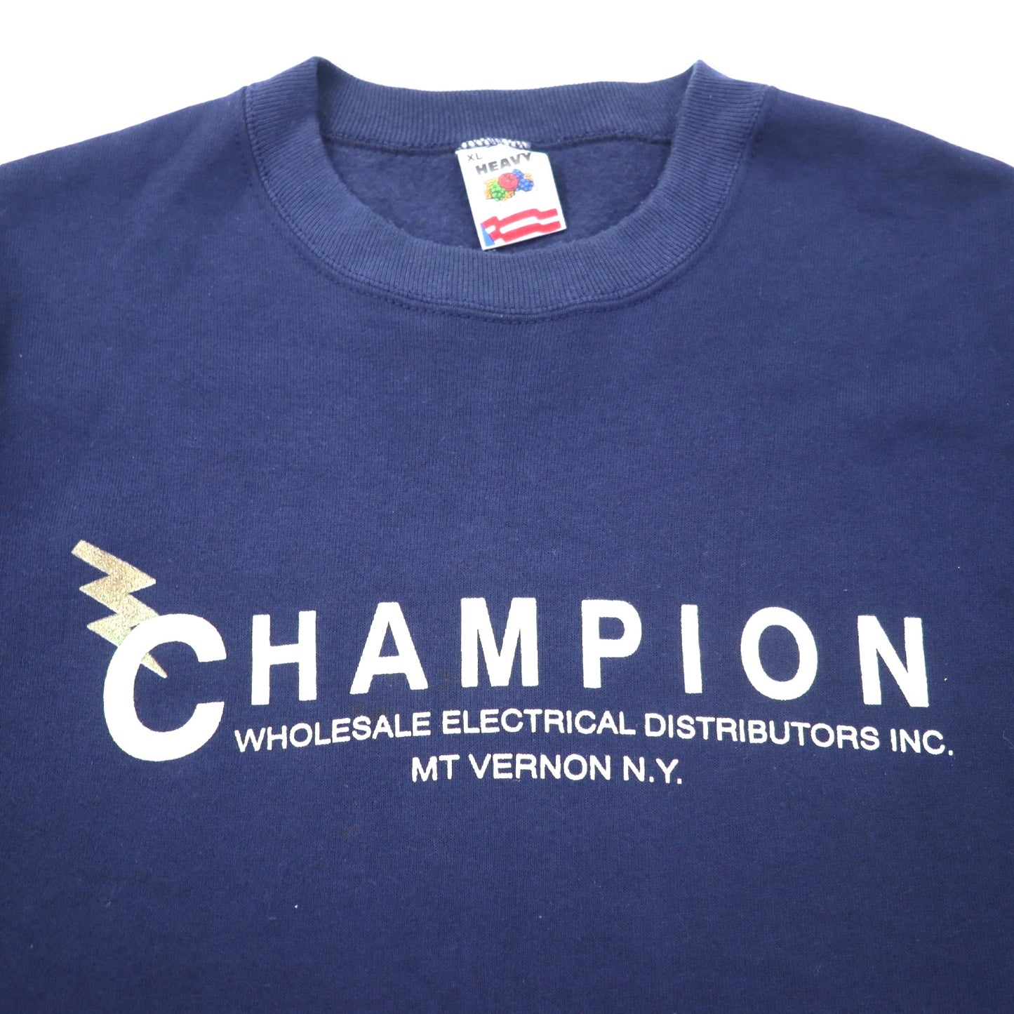 FRUIT OF THE LOOM USA製 90年代 プリント スウェット XL ネイビー コットン 裏起毛 CHAMPION ビッグサイズ